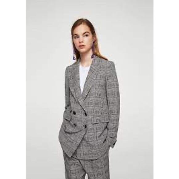 MNG Mango Price Of Wales Double Breasted Blazer - Picture 1 of 7